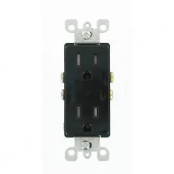 Leviton Decora 15 Amp Tamper Resistant Duplex Outlet, Black