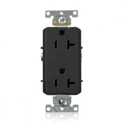 Leviton Decora Plus 20 Amp Industrial Grade Duplex Outlet, Black