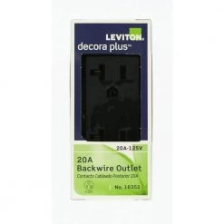 Leviton Decora Plus 20 Amp Industrial Grade Duplex Outlet, Black -Surge Protectors Sales Store black leviton electrical outlets receptacles r85 16352 0es fa 1000