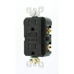 Leviton 15 Amp 125-Volt Duplex SmarTest Self-Test SmartlockPro Tamper Resistant GFCI Outlet, Black -Surge Protectors Sales Store black leviton electrical outlets receptacles r95 gftr1 0ke 1d 1000