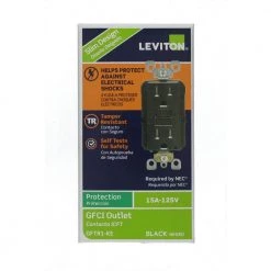 Leviton 15 Amp 125-Volt Duplex SmarTest Self-Test SmartlockPro Tamper Resistant GFCI Outlet, Black -Surge Protectors Sales Store black leviton electrical outlets receptacles r95 gftr1 0ke d4 1000