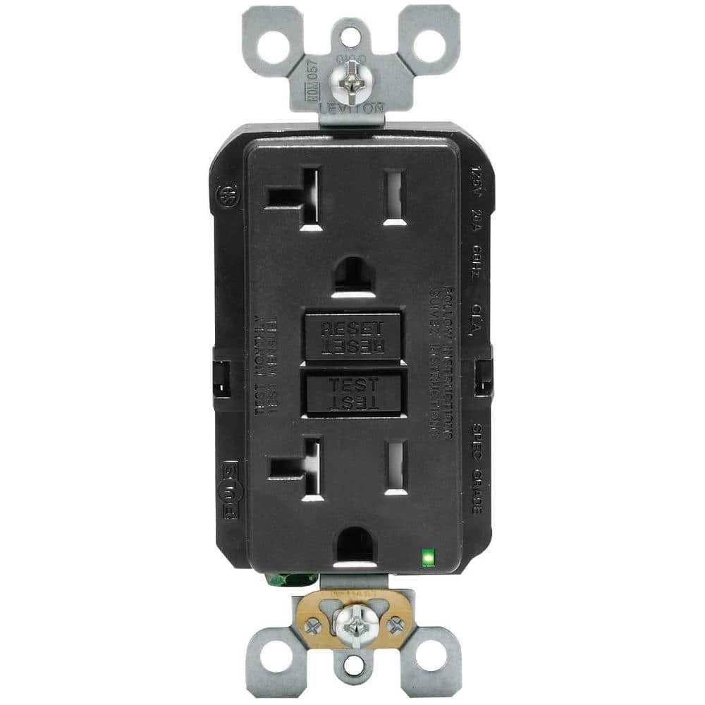 Leviton 20 Amp 125-Volt Duplex SmarTest Self-Test Tamper Resistant GFCI Outlet, Black 1 Leviton 20 Amp 125-Volt Duplex SmarTest Self-Test Tamper Resistant GFCI Outlet, Black