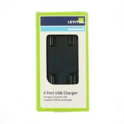 Leviton 4.2 Amp Decora 4-Port USB Charger Combo Outlet, Black 7 Leviton 4.2 Amp Decora 4-Port USB Charger Combo Outlet, Black -Surge Protectors Sales Store black leviton electrical outlets receptacles usb4p e 40 1000