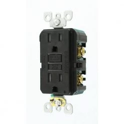 Leviton 15 Amp 125-Volt Duplex SmarTest Self-Test SmartlockPro Tamper Resistant GFCI Outlet, Black (6-Pack) -Surge Protectors Sales Store black leviton electrical outlets receptacles ve6 gftr1 he6 1d 1000