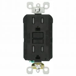 Leviton 15 Amp 125-Volt Duplex SmarTest Self-Test SmartlockPro Tamper Resistant GFCI Outlet, Black (6-Pack)