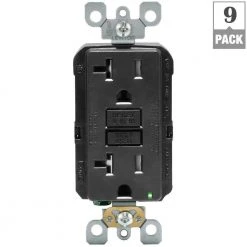 Leviton 20 Amp 125-Volt Duplex SmarTest Self-Test Tamper Resistant GFCI Outlet, Black (9-Pack) 11 Leviton 20 Amp 125-Volt Duplex SmarTest Self-Test Tamper Resistant GFCI Outlet, Black (9-Pack) -Surge Protectors Sales Store black leviton electrical outlets receptacles ve9 gftr2 he9 66 1000