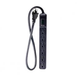 Power By Go Green 6-Outlet Mini Surge Protector with 90 Joules 2.5 ft. Cord - Black