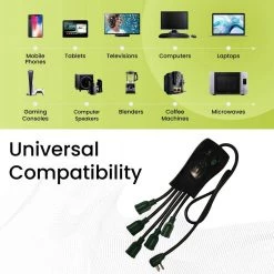 Power By Go Green 5 Outlet Octopus Surge Protector -Surge Protectors Sales Store black power by go green surge protectors gg 5oct fa 1000