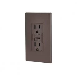 Leviton 15 Amp Self-Test SmartlockPro Slim Duplex GFCI Outlet, Brown -Surge Protectors Sales Store brown leviton electrical outlets receptacles gfnt1 1f 1000