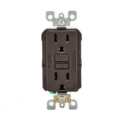 Leviton 15 Amp Self-Test SmartlockPro Slim Duplex GFCI Outlet, Brown