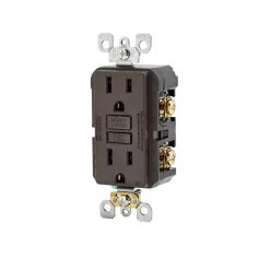 Leviton 15 Amp Self-Test SmartlockPro Slim Duplex GFCI Outlet, Brown -Surge Protectors Sales Store brown leviton electrical outlets receptacles gfnt1 a0 1000