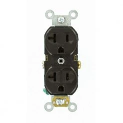 Leviton 20 Amp Commercial Grade Duplex Outlet, Brown