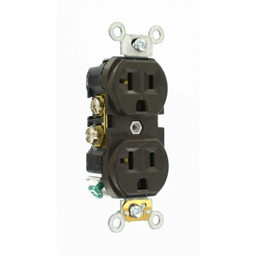 Leviton 20 Amp Commercial Grade Duplex Outlet, Brown 2 Leviton 20 Amp Commercial Grade Duplex Outlet, Brown - Image 2