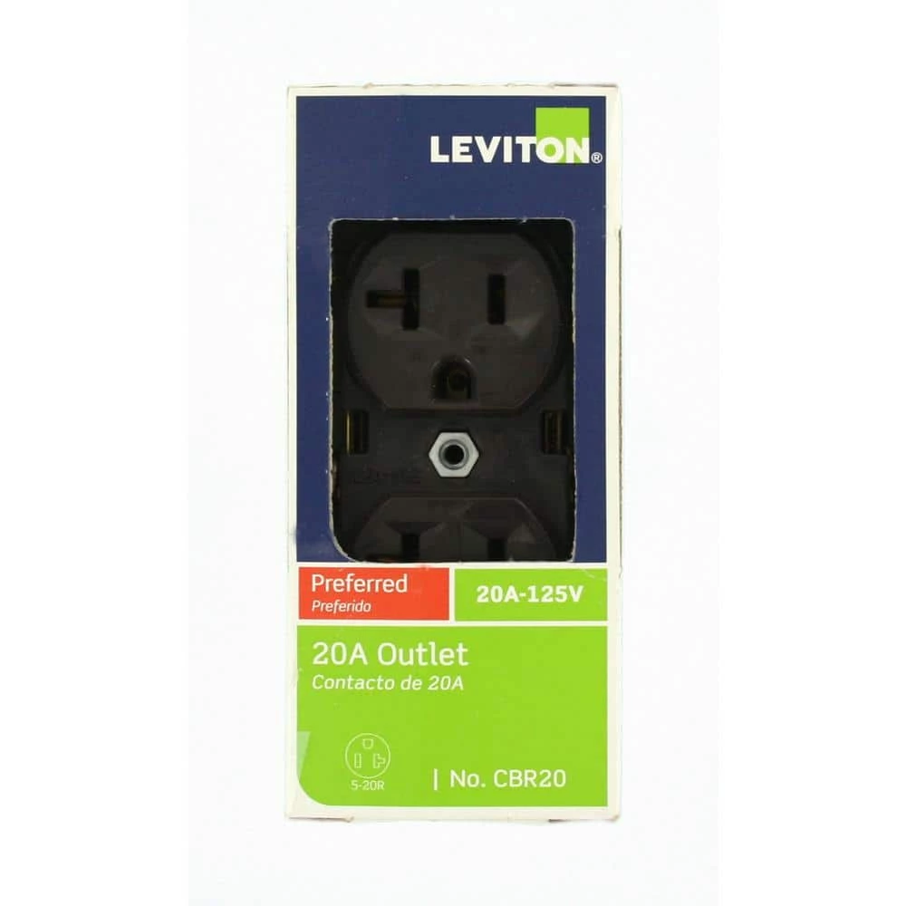 Leviton 20 Amp Commercial Grade Duplex Outlet, Brown 5 Leviton 20 Amp Commercial Grade Duplex Outlet, Brown - Image 5