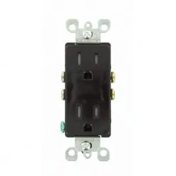 Leviton Decora 15 Amp Tamper Resistant Duplex Outlet, Brown