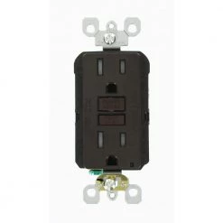 Leviton 15 Amp 125-Volt Duplex SmarTest Self-Test SmartlockPro Tamper Resistant GFCI Outlet, Brown