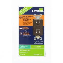 Leviton 15 Amp 125-Volt Duplex SmarTest Self-Test SmartlockPro Tamper Resistant GFCI Outlet, Brown -Surge Protectors Sales Store brown leviton electrical outlets receptacles r90 gftr1 00k d4 1000