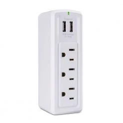 CE TECH 3-Outlet Travel Wall Mounted Surge Protector with USB, White -Surge Protectors Sales Store ce tech surge protectors hdc300wuwh 40 1000