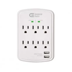 Surge Protectors Sales Store 52 Commercial Electric 6-Outlet Wall Mounted Surge Protector with USB, White