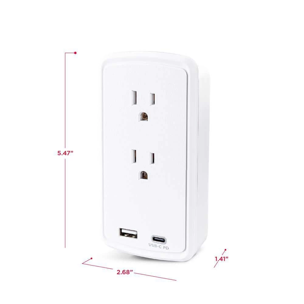 CyberPower 2-Outlet Surge Protector USB-A USB-C Wall Tap 3 CyberPower 2-Outlet Surge Protector USB-A USB-C Wall Tap - Image 3