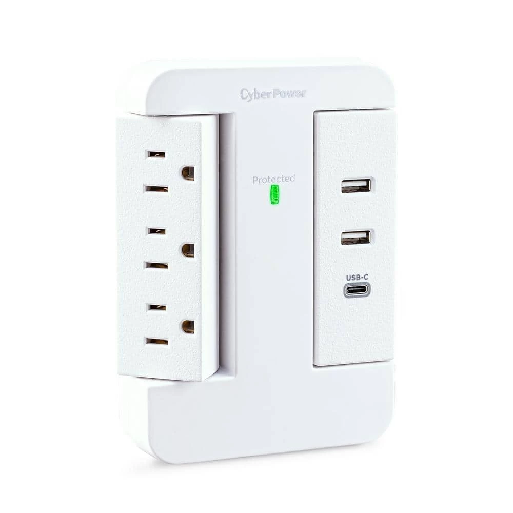 CyberPower 2 USB-A 1 USB-C 3-Outlet Wall Tap 3 CyberPower 2 USB-A 1 USB-C 3-Outlet Wall Tap - Image 3