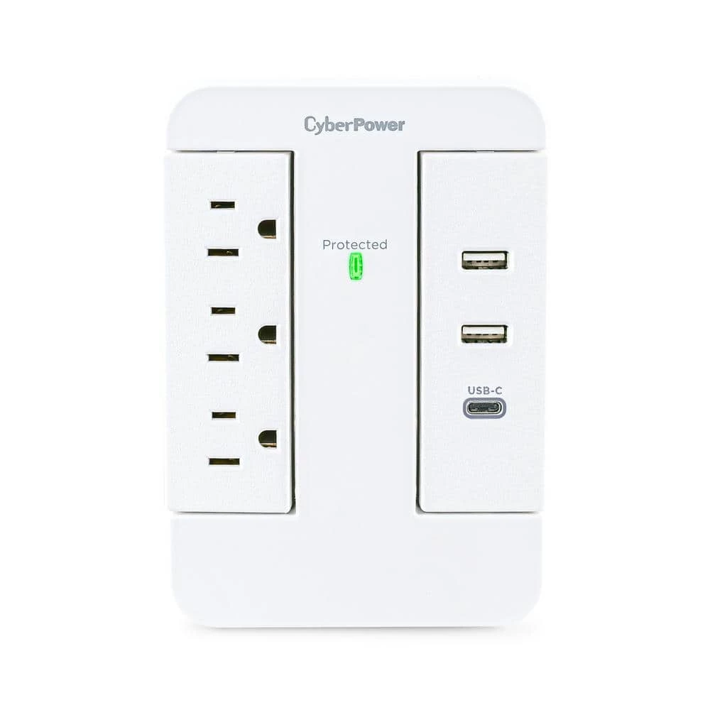 CyberPower 2 USB-A 1 USB-C 3-Outlet Wall Tap 1 CyberPower 2 USB-A 1 USB-C 3-Outlet Wall Tap