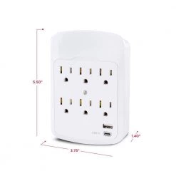 CyberPower 6-Outlet Surge Protector USB-A USB-C Wall Tap -Surge Protectors Sales Store cyberpower surge protectors p600wuchd 40 1000