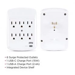 CyberPower 6-Outlet Surge Protector USB-A USB-C Wall Tap -Surge Protectors Sales Store cyberpower surge protectors p600wuchd 4f 1000
