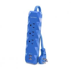 CyberPower 3 ft. 3-Outlet 2-USB Surge Protector -Surge Protectors Sales Store dark blue cyberpower surge protectors p303udbl c3 1000