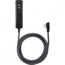 Cordinate 10 ft. 2-Outlet 2-USB Braided Surge Protector Power Strip Extension Cord