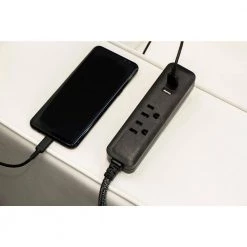 Cordinate 10 ft. 2-Outlet 2-USB Braided Surge Protector Power Strip Extension Cord -Surge Protectors Sales Store dark heather cordinate surge protectors 43668 fa 1000