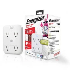 Energizer Smart Wi-Fi Wall Tap, 4-Outlet, Works With Alexa/Siri/Google Assistant