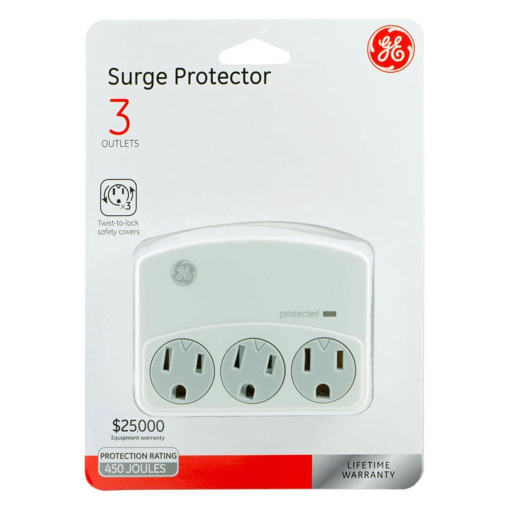 3-Outlet Surge Protector Wall Tap, White 2 3-Outlet Surge Protector Wall Tap, White - Image 2