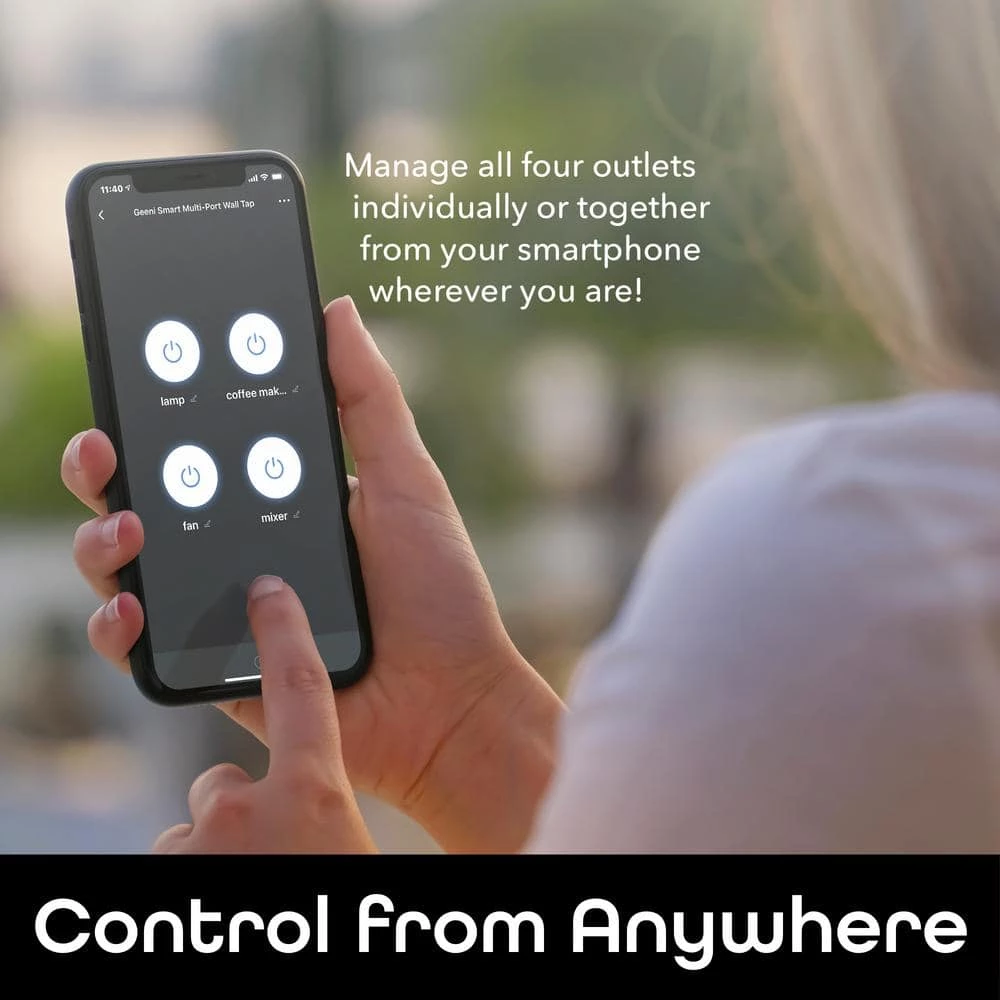 Geeni Smart Wi-Fi 4-Outlet Plug with Surge Protector - No Hub Required - Compatible with Alexa, Google Assistant 2 Geeni Smart Wi-Fi 4-Outlet Plug with Surge Protector - No Hub Required - Compatible with Alexa, Google Assistant - Image 2