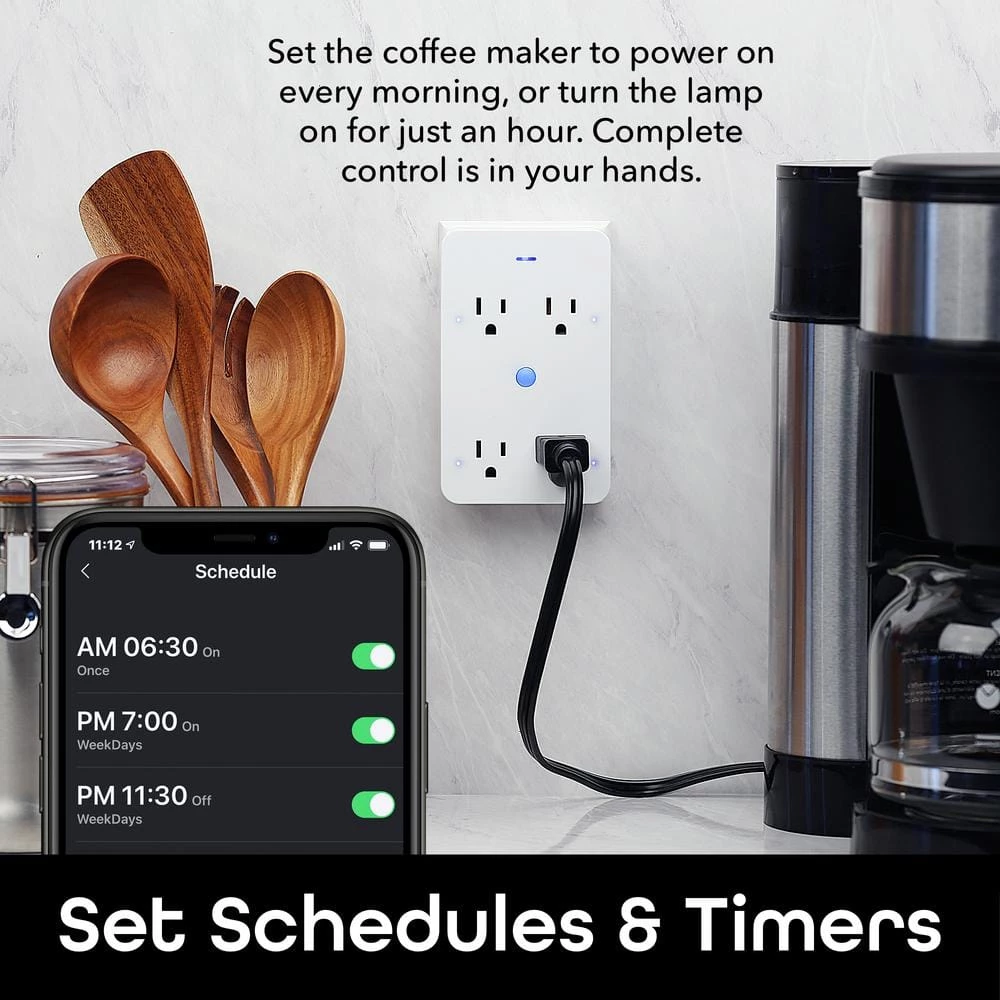 Geeni Smart Wi-Fi 4-Outlet Plug with Surge Protector - No Hub Required - Compatible with Alexa, Google Assistant 6 Geeni Smart Wi-Fi 4-Outlet Plug with Surge Protector - No Hub Required - Compatible with Alexa, Google Assistant - Image 6