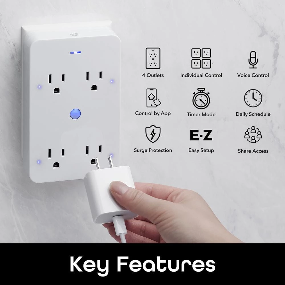 Geeni Smart Wi-Fi 4-Outlet Plug with Surge Protector - No Hub Required - Compatible with Alexa, Google Assistant 3 Geeni Smart Wi-Fi 4-Outlet Plug with Surge Protector - No Hub Required - Compatible with Alexa, Google Assistant - Image 3