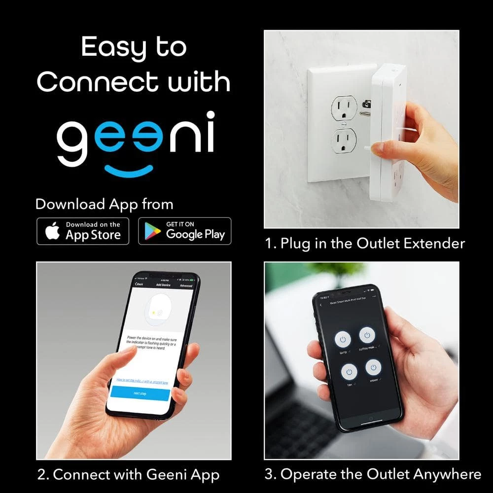 Geeni Smart Wi-Fi 4-Outlet Plug with Surge Protector - No Hub Required - Compatible with Alexa, Google Assistant 9 Geeni Smart Wi-Fi 4-Outlet Plug with Surge Protector - No Hub Required - Compatible with Alexa, Google Assistant - Image 9