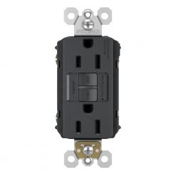Legrand radiant 15 Amp 125 Volt Tamper Resistant GFCI Residential/Commercial Decorator Duplex Outlet, Graphite