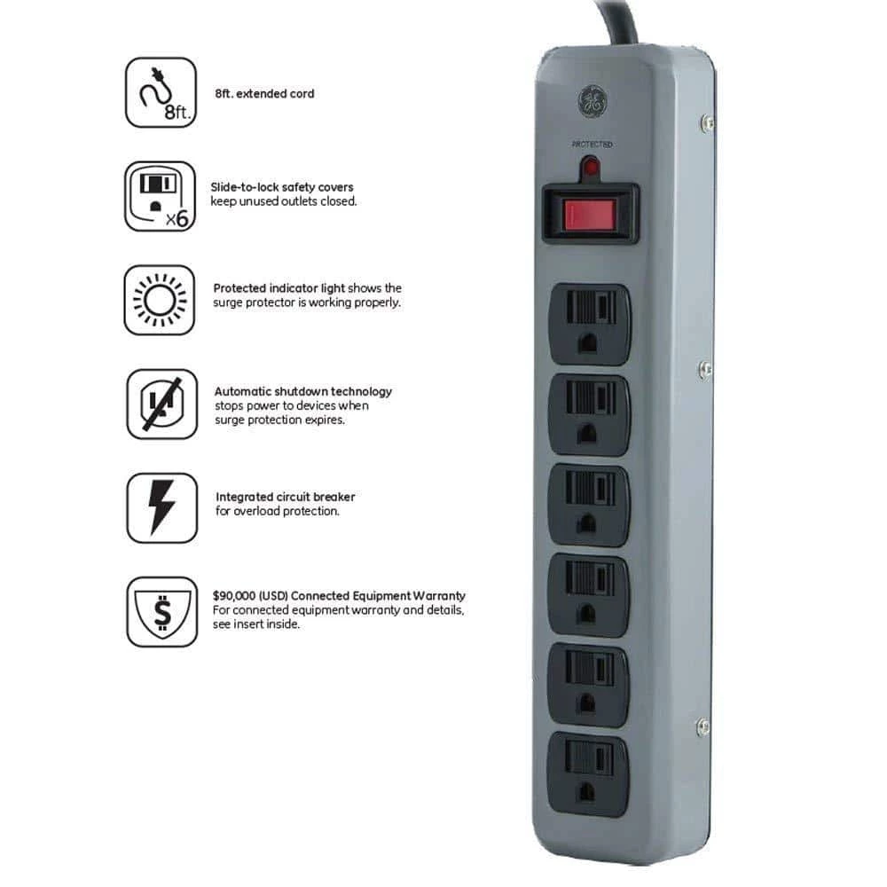 6-Outlet Heavy-Duty Surge Protector 4 6-Outlet Heavy-Duty Surge Protector - Image 4