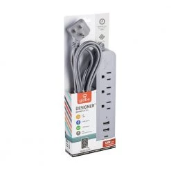 Globe Electric Designer Series 6 ft. 3-Outlet Gray USB Surge Protector Power Strip -Surge Protectors Sales Store gray globe electric surge protectors 78551 fa 1000