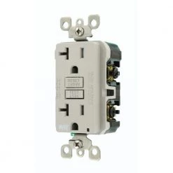Leviton 20 Amp SmartlockPro Weather/Tamper Resistant GFCI Duplex Outlet, Gray -Surge Protectors Sales Store gray leviton electrical outlets receptacles gfwt2 gy 1d 1000