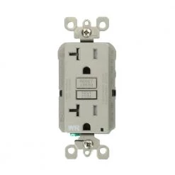Leviton 20 Amp SmartlockPro Weather/Tamper Resistant GFCI Duplex Outlet, Gray