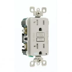 Leviton 20 Amp SmartlockPro Weather/Tamper Resistant GFCI Duplex Outlet, Gray -Surge Protectors Sales Store gray leviton electrical outlets receptacles gfwt2 gy a0 1000