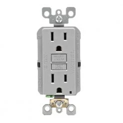 Leviton 15 Amp Self-Test SmartlockPro Slim Duplex GFCI Outlet, Gray