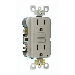Leviton 15 Amp Self-Test SmartlockPro Slim Duplex GFCI Outlet, Gray -Surge Protectors Sales Store gray leviton electrical outlets receptacles r03 gfnt1 kgy a0 1000