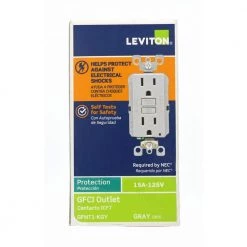 Leviton 15 Amp Self-Test SmartlockPro Slim Duplex GFCI Outlet, Gray -Surge Protectors Sales Store gray leviton electrical outlets receptacles r03 gfnt1 kgy d4 1000