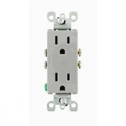 Leviton Decora 15 Amp Residential Grade Self Grounding Duplex Outlet, Gray