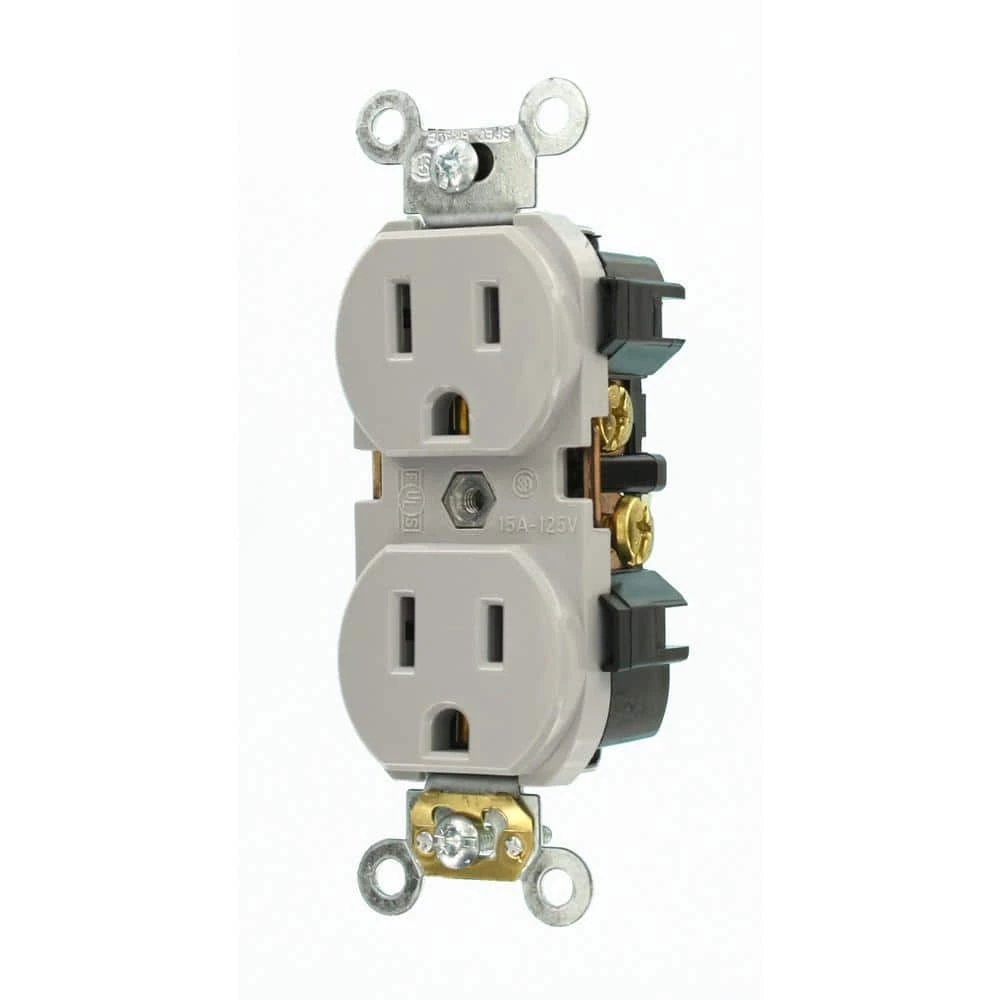 Leviton 15 Amp Industrial Grade Narrow-Body Duplex Outlet, Gray 3 Leviton 15 Amp Industrial Grade Narrow-Body Duplex Outlet, Gray - Image 3
