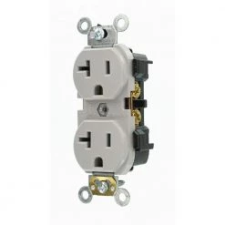 Leviton 20 Amp Industrial Grade Heavy Duty Self Grounding Duplex Outlet, Gray -Surge Protectors Sales Store gray leviton electrical outlets receptacles r74 05352 0gs 40 1000