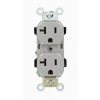 Leviton 20 Amp Industrial Grade Heavy Duty Self Grounding Duplex Outlet, Gray